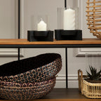 Small Matt Black Finish Candle Holder