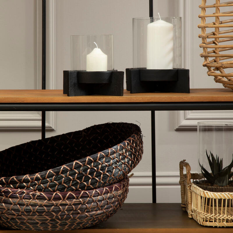 Small Matt Black Finish Candle Holder