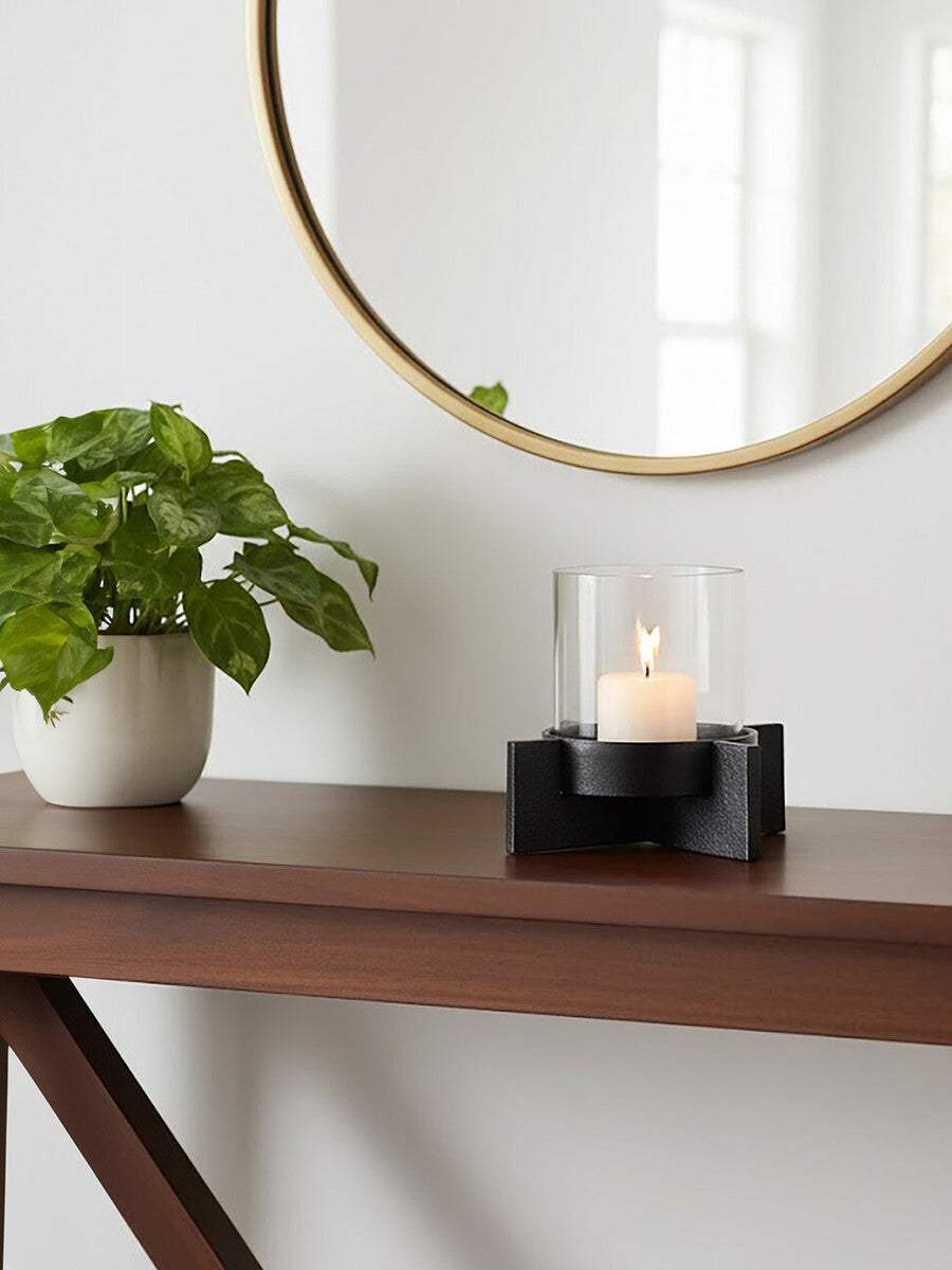 Small Matt Black Finish Candle Holder