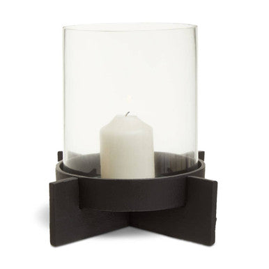 Large Matt Black Finish Candle Holder