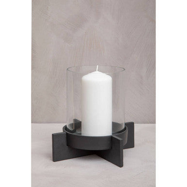 Large Matt Black Finish Candle Holder