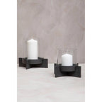 Large Matt Black Finish Candle Holder