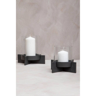 Large Matt Black Finish Candle Holder