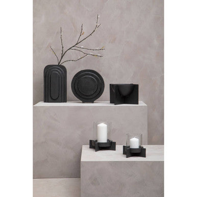 Large Matt Black Finish Candle Holder