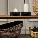 Large Matt Black Finish Candle Holder