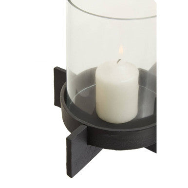 Large Matt Black Finish Candle Holder