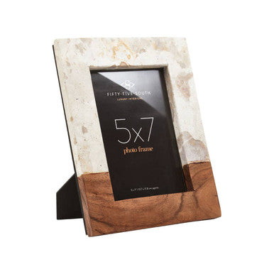 Marble and Acacia 5in x 7in Large Photo Frame