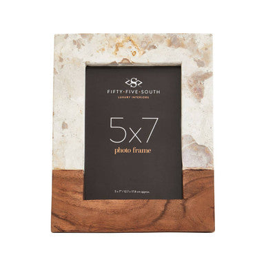 Marble and Acacia 5in x 7in Large Photo Frame