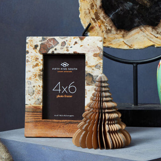 Marble and Acacia 5in x 7in Large Photo Frame