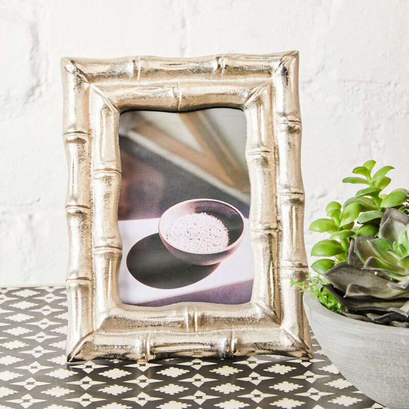 Silver Finish Bamboo Effect 4 x 6 Photo Frame
