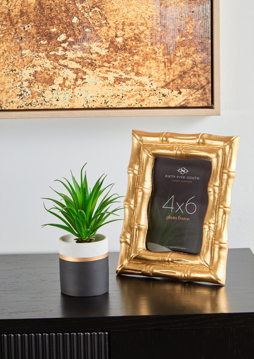 Gold Finish Bamboo Effect 4 x 6 Photo Frame