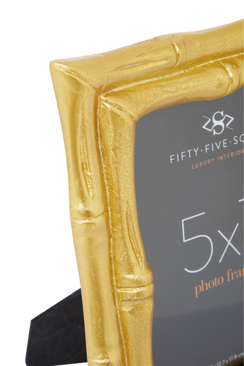 Gold Finish Bamboo Effect Photo Frame 5x7