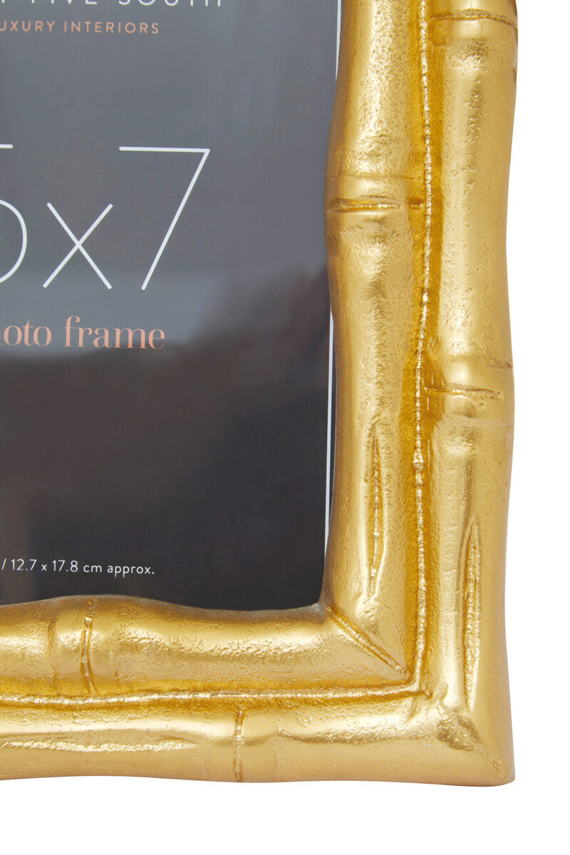 Gold Finish Bamboo Effect Photo Frame 5x7