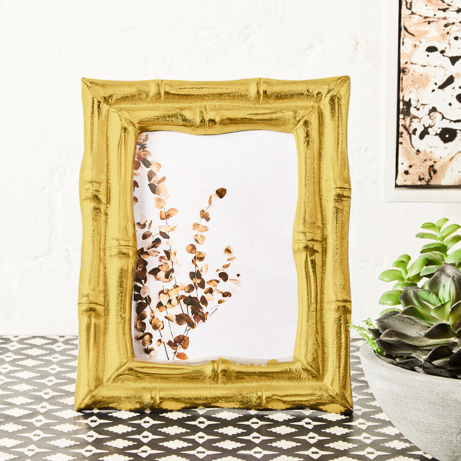 Gold Finish Bamboo Effect Photo Frame 5x7