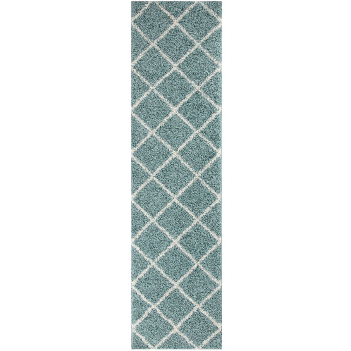 Moroccan Duck Egg Blue Shaggy Rug 80X300 cm