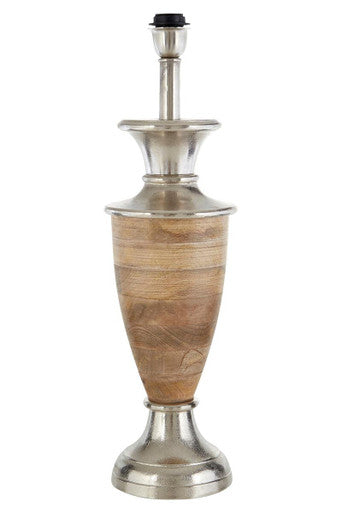 Silver and Mango Wood Table Lamp Base