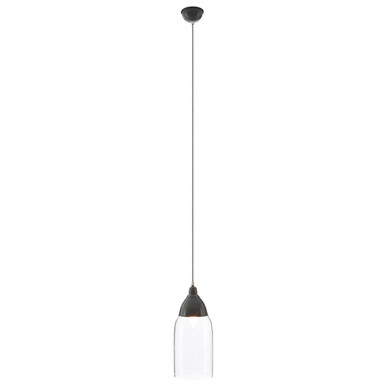 Grey Glass and Iron Pendant Light