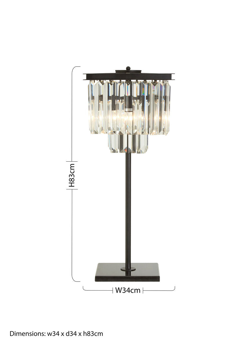 Iron and Crystal Table Lamp