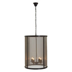Black Finish Large Pendant Light with Hints of Gold