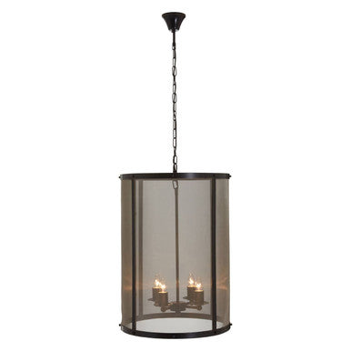 Black Finish Large Pendant Light with Hints of Gold