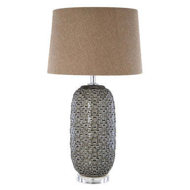 Table Lamp with Brown Linen Shade