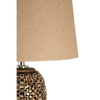 Table Lamp with Brown Linen Shade