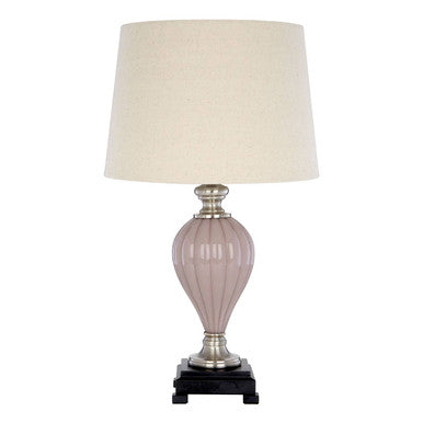 Iron Base Glass Body Table Lamp with Silver Mounts