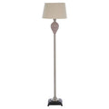 Fluted Ceramic Taupe Floor Lamp with Iron Stem