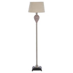 Fluted Ceramic Taupe Floor Lamp with Iron Stem