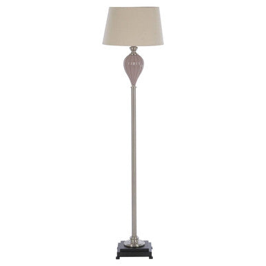 Fluted Ceramic Taupe Floor Lamp with Iron Stem