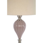 Fluted Ceramic Taupe Floor Lamp with Iron Stem