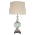 Powder Blue Glaze Table Lamp with Crystal Knobs