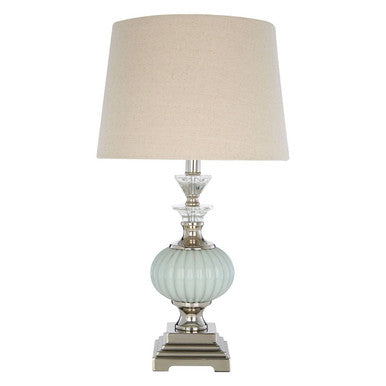 Powder Blue Glaze Table Lamp with Crystal Knobs