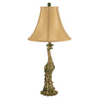 Bronze Peacock Base Table Lamp with Beige Shade
