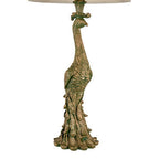 Bronze Peacock Base Table Lamp with Beige Shade
