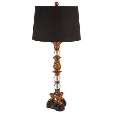 Sculpted Paw Foot Table Lamp with Foliage Detail