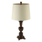 Bronze Fleur de Lis Table Lamp with Grey Shade
