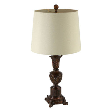 Bronze Fleur de Lis Table Lamp with Grey Shade