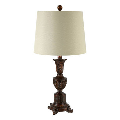 Bronze Fleur de Lis Table Lamp with Grey Shade