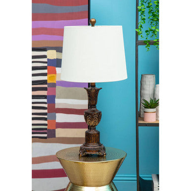 Bronze Fleur de Lis Table Lamp with Grey Shade