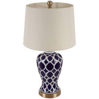 White Table Lamp with Metallic Details