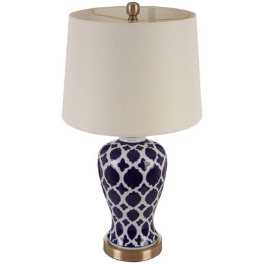 White Table Lamp with Metallic Details