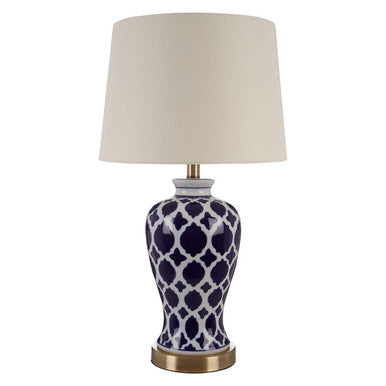 White Table Lamp with Metallic Details