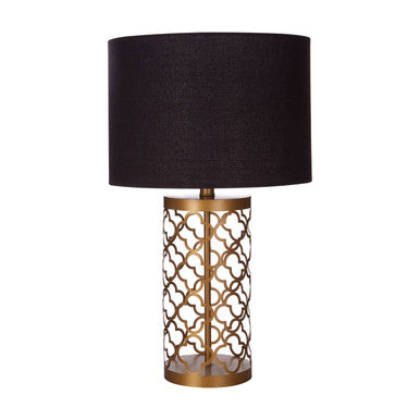 Copper Gold Metal Base Table Lamp with Black Shade
