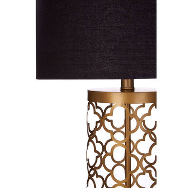 Copper Gold Metal Base Table Lamp with Black Shade