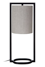 Black Metal Table Lamp with Grey Shade