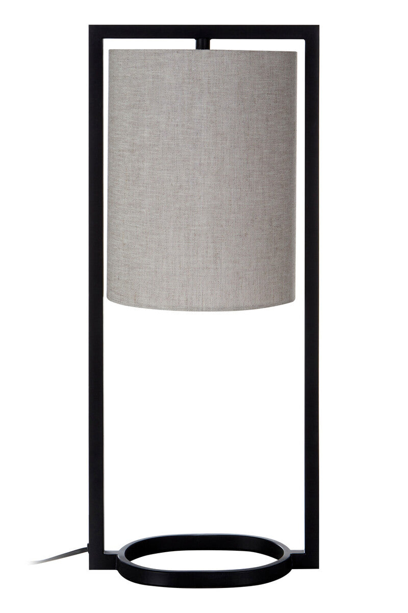 Black Metal Table Lamp with Grey Shade