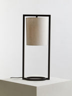 Black Metal Table Lamp with Grey Shade