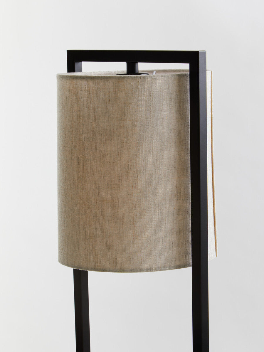 Black Metal Table Lamp with Grey Shade