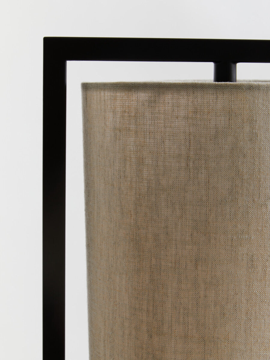 Black Metal Table Lamp with Grey Shade